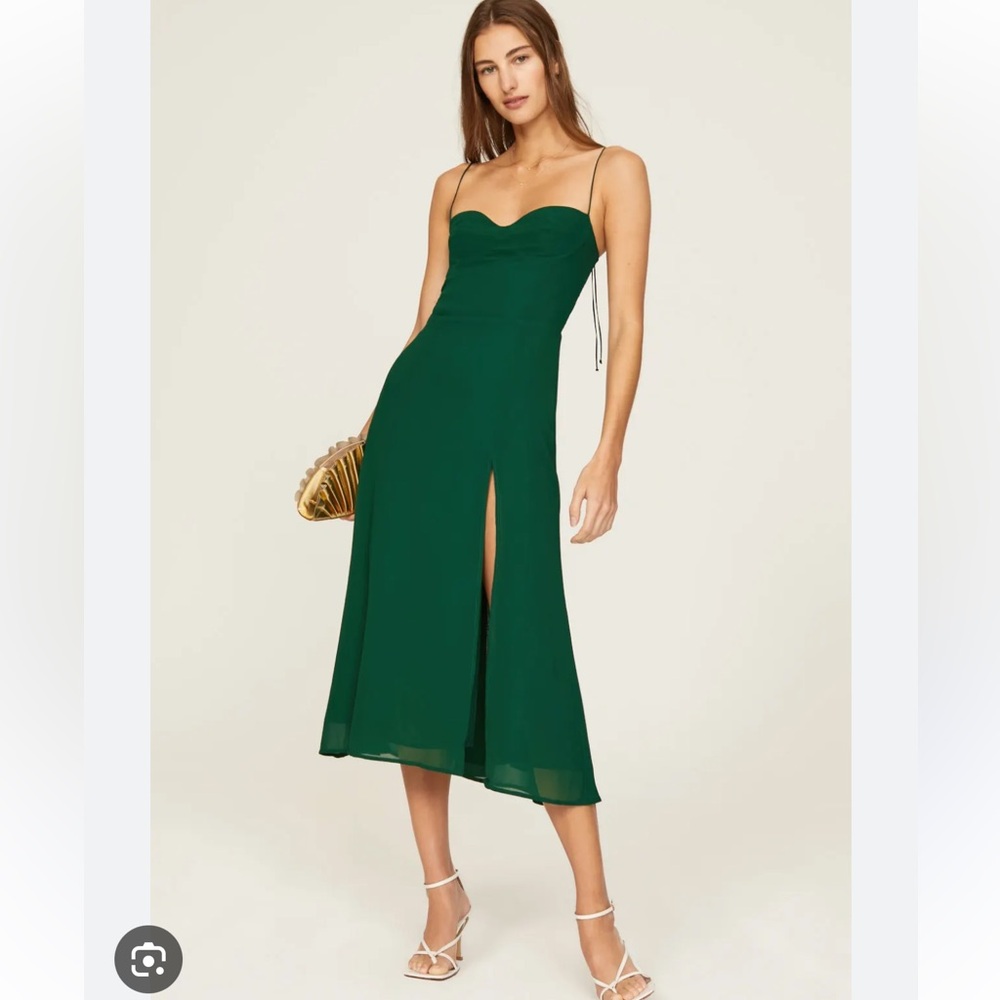 Reformation Juliette Emerald Green Midi Dress XS